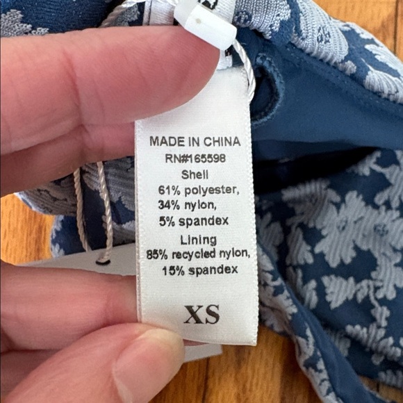 Andie Bikini Set Delray Top 90s High Waisted Bottom Bikini blue cream sz XS NWT - Picture 12 of 13